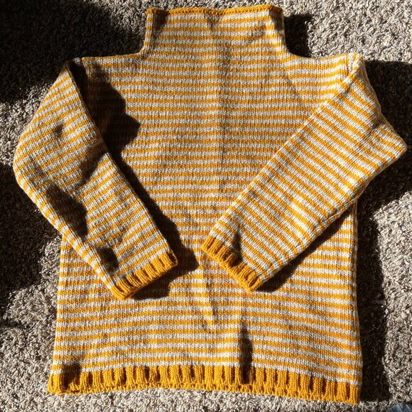 NWOT Babaa jumper no6 striped wool sweater, ochre/natural - Picture 1 of 6
